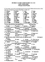 Đề khảo sát học sinh môn Tiếng Anh Lớp 8 - Năm học 2012-2013 (Có đáp án)